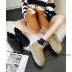 厚底ムートンブーツ 裏起毛ショートブーツ