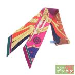 【中古】 エルメス ツイリー スカーフ ピンク×ブルー系 シルク HERMES【質屋】【代引き手数料無料】