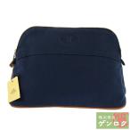 【中古】エルメス ボリードポーチ MM 101633M コットン インディゴ 青 ブルー シルバー金具 ポーチ HERMES【質屋】【代引き手数料無料】