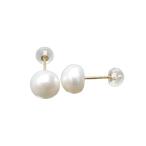 ホワイト系8mm淡水真珠K10YG...