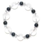 ドラゴンボール14mm水晶＆ヘマタイトブレスレット18cm4月誕生石クリス...