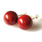 直径12mmアフリカンコーラルK18ピアス3月誕生石ギフト天然石ジュエリー...