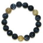 最高級AAAホークスアイ+ルチルクォーツ12mmブレスレット16.5cm1...