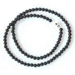麗しく光る直径6ミリのオニキス60cmネックレス8月誕生石黒瑪瑙数珠縞模様...