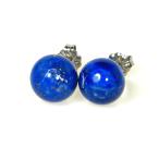 典型的Aラピスラズリ10mmチタンピアスケース付12月誕生石天然石パワース...