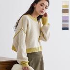 ニット プルオーバー レディース 冬 セーター ツートーン リバーシブル カラー バイカラー カラー C6208