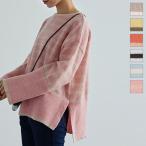 ショッピング神戸 レタス ニット トップス レディース 長袖 ボーダー 秋 冬 ゆったり チュニック ボートネック バイカラー スリット C6308