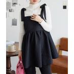 ブラウス レディース 40代 50代 夏 キャミ ノースリーブ リボン ぽこぽこ C6634