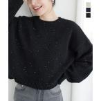 ニットトップス レディース 長袖 40代 50代 30代 ショート丈 スパンコール セーター ラメ C6948