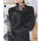 ニットトップス レディース 長袖 40代 50代 30代 セーター チュール タートルネック リブ 冬 C6953