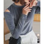 オープンショルダー ベロアトップス レディース 長袖 肩開き 30代 40代 冬 秋 C7017