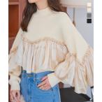 ショッピング神戸 レタス 日替わりセール トップス レディース 40代 上品 ニット 長袖 ハイネック フリル 50代 セーター デザインニット C7181