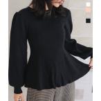 ショッピング神戸 レタス トップス レディース 40代 上品 ペプラムニット ぽわん袖ニット 長袖 セーター リブニット 50代 30代 C7185