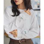 ショッピング神戸 レタス Tシャツ ロンT レディース 長袖 コットン 綿100 白 黒 ゆったり ワンポイント 刺繍 ロゴ カジュアル ルーズ C7672