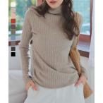 リブニット ハイネック タートルネック トップス レディース 40代 上品 インナーニット ニット 長袖 C7713