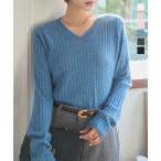 ショッピング神戸 レタス 日替わりセール ニット レディース Vネック 50代 40代 秋冬 リブ 長袖 Lサイズ セーター もっちり C7714送料無料