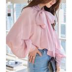 日替わりセール 爆買 ブラウス シャツ レディース 長袖 春 夏 ボウタイ リボン シアー 40代 50代 オフィスカジュアル 仕事 きれいめ くすみカラー C7802送料無料