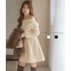 ショッピングオフショルダー ワンピース スウェット 裏起毛 ロング 小澤美里さんコラボ ミニ オフショルダー 30代 40代 E3502