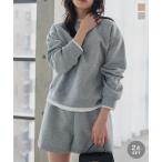 スウェット 上下 レディース セットアップ ルームウェア ショートパンツ レイヤード風 トップス E3578