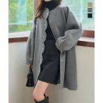 ショッピング神戸 レタス アウター コート レディース ノーカラー 50代 40代 グレー ブラック ベージュ ダイバー素材 スカラップ 長袖 K1407送料無料