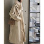 セール アウター コート レディース ロング 40代 50代 ウールライク エクリュ ウエストリボン ガウンコート 30代 ブラック K1412送料無料