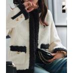 アウター ジャケット レディース ショートコート ノーカラー ボア 40代 50代 きれいめ 上品 K1414