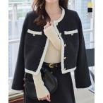 日替わりセール ツイードジャケット レディース アウター 40代 50代 羽織り フォーマル セレモニー ゴールドボタン ショート丈 K1427送料無料