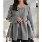 アウター レディース ノーカラー ブルゾン ペプラム コート 50代 40代 羽織り 長袖 ダイバー素材 K1430