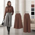 ワイドパンツ タックパンツ キュロット ガウチョ スカンツ ロング ゆったり 秋 チェック 柄 レディースM2635