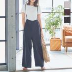 サロペット ワイドパンツ レディース ボトムス ロング 大人 ゆったり 体型カバー レディース M2930