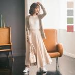 フレアスカート レディース スカート ウエストゴム ゆったり 光沢パネル フレア M3142