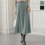 スカート フレアースカート レディース ボトムス 花柄 シフォン フロッキー セミフレア バックゴム 上品 M3397