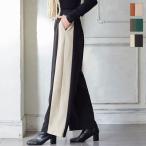ショッピング神戸 レタス ワイドパンツ レディース ボトムス 冬 ゆったり サイドライン ストレート ロング バックゴム リラックス M3547