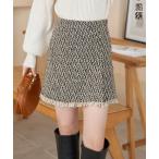 ミニスカート レディース ツイード 40代 50代 30代 フリンジ ラップ ボトムス 秋 冬 M3974