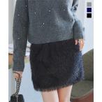 ミニスカート レディース ウエストゴム ラメシャギー 30代 40代 シャギー フェザー 秋 冬 M4021