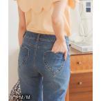 デニムパンツ レディース ストレートデニム ハートポケット 40代 50代 60代 低身長 ボトムス M4054