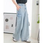 デニムパンツ レディース デニムカーゴパンツ ワイドパンツ 50代 60代 40代 カーゴパンツ ボトムス M4079