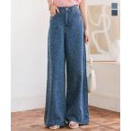 デニム ワイドパンツ レディース ボトムス パンツ ストレート ハイウエスト 30代 30代 50代 セットアップ ツイード M4188