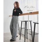 スウェットパンツ レディース 田中亜希子さんコラボ 裏起毛 40代 低身長サイズ タックパンツ M4214