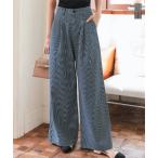 ワイドパンツ デニム デニムパンツ レディース ストライプデニム ストライプワイドパンツ 40代 50代 M4222