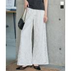 ワイドパンツ レディース 50代 レースパンツ レースワイドパンツ タックワイドパンツ 低身長 40代 白 M4254
