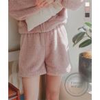 ルームウェア レディース 冬 部屋着 ボトムス ハーフパンツ ショートパンツ パジャマ ボア 白 リラックス M4329