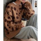 ショッピングカーデ カーディガン レディース ニット レオパード シャギー 40代 オーバーサイズ ゆったり セーター 羽織り N1235