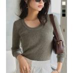 ショッピング神戸 レタス リブニット 長袖 リブトップス 深uネックtシャツ トップス レディース 40代 上品 リブ 50代 uネック N1244