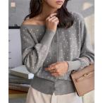 ショッピング神戸 レタス カーディガン レディース 薄手 ワンショルダー オフショルダー ニット トップス セーター ドット N1251