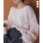 ニット セーター レディース トップス 長袖 フェザーニット ボートネック オーバーニット 冬 40代 N1273