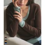 ショッピング神戸 レタス リブニット レディース トップス 長袖 深Uネック バイカラー ニット Uネックレイヤード風ニット N1274