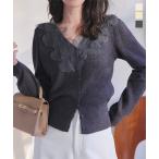 カーディガン レディース きれいめ 花柄 レース ニットカーディガン 長袖 Vネック ニット 40代 50代 N1277送料無料