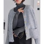 ショッピングモコモコ ニットジャケット レディース カーディガン 冬 ブークレニット ニットカーディガン 40代 ブークレ N1302