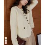 ショッピング神戸 レタス 日替わりセール カーディガン ニット レディース ゴールドボタン ジャケット トップス もっちり 羽織り N1304送料無料
